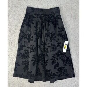 Jody of California Skirt Black Velvet Floral‎ Burnout / Women's Medium